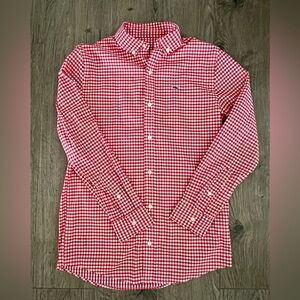 Vineyard Vines Boys Red Gingham Button-Down Shirt M (12-14) Youth Medium NWOT